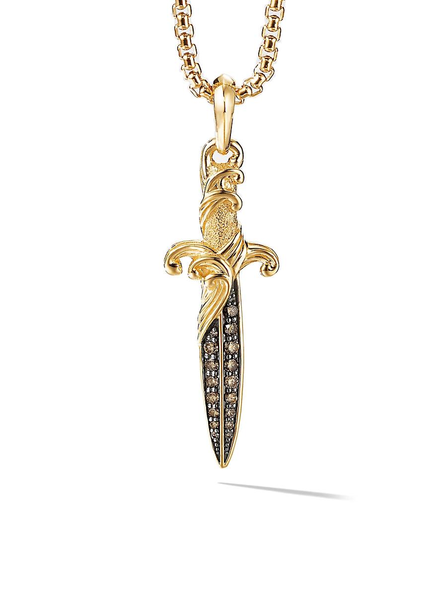 Mens Waves Dagger Amulet in 18K Yellow Gold Product Image