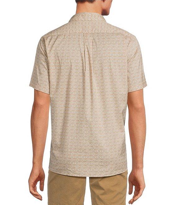 Rowm Short Sleeve Large Embroidered Diamond Print Shirt Product Image