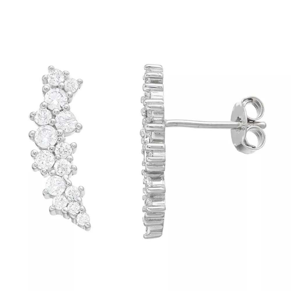 Sterling Silver Clear Cubic Zirconia Stud Earrings, Womens Product Image