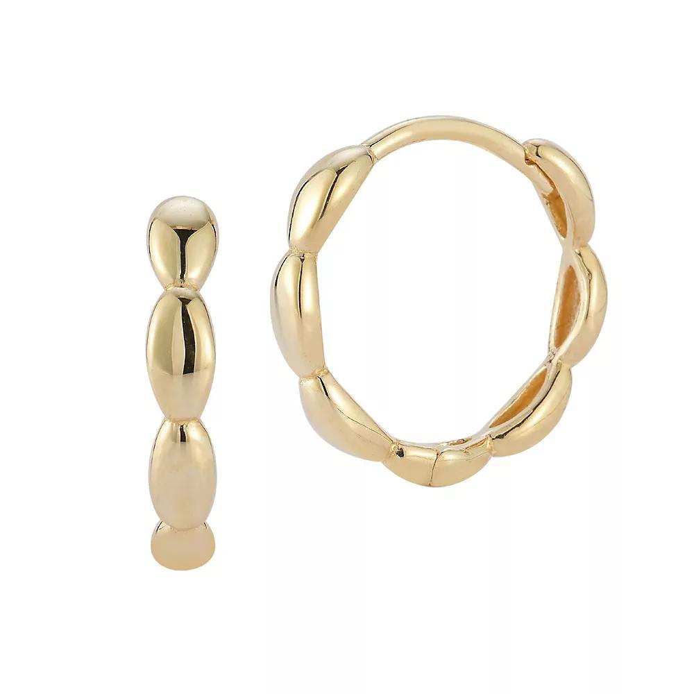 LUMINOR GOLD 14k Gold Beaded Huggie Hoop Earrings, Women's Product Image