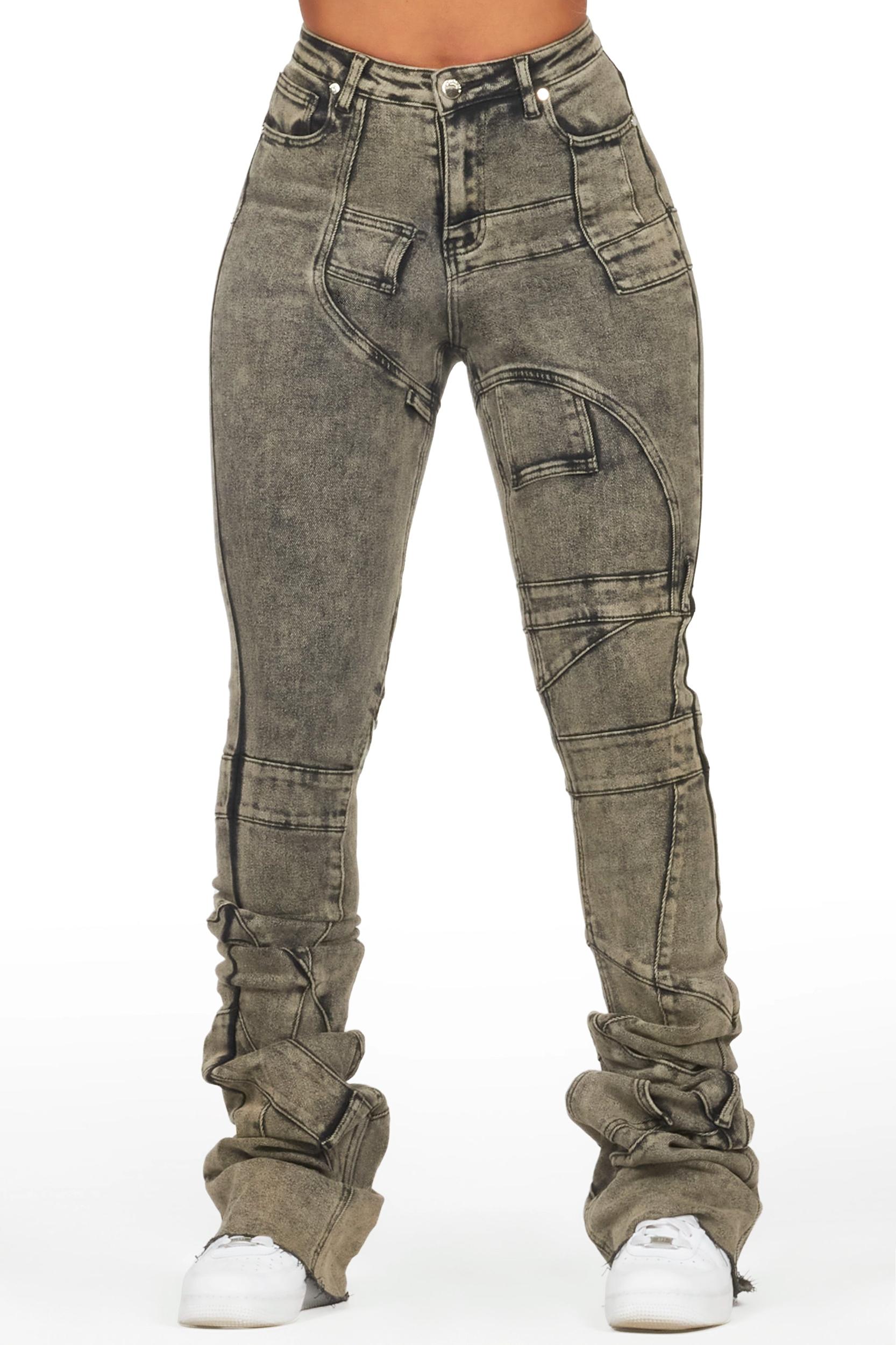 Wynter Dirty Washed Black Super Stacked Jean Female Product Image