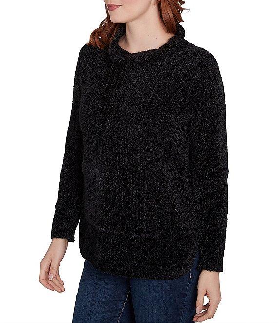 Ruby Rd. Petite Size Eyelash Knit Mock Neck Long Sleeve Kangaroo Pocket Sweater Product Image
