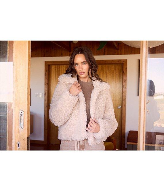 Talisman Stuart Faux Shaggy Fur Point Collar Open Front Cropped Jacket Product Image