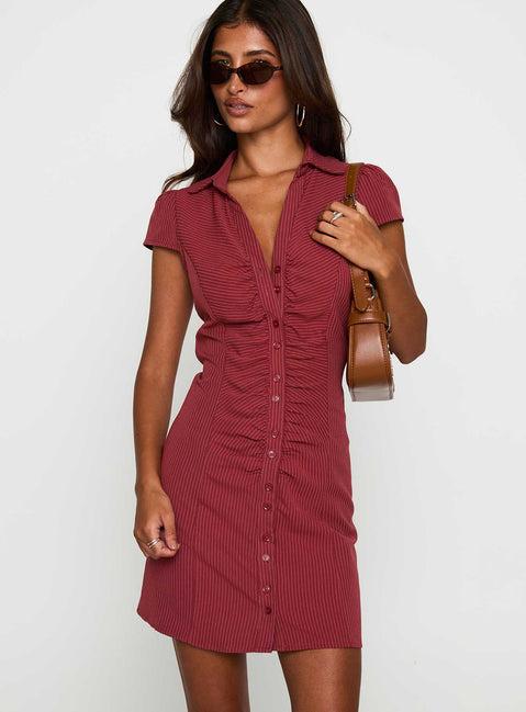 Arianwyn Mini Dress Burgundy Product Image