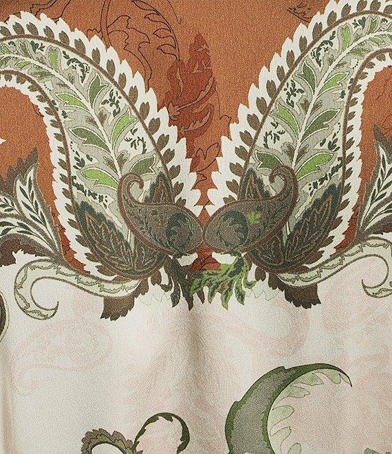 Gianni Bini Jenni Paisley Printed Satin V-Neck Long Sleeve Mini Wrap Dress Product Image