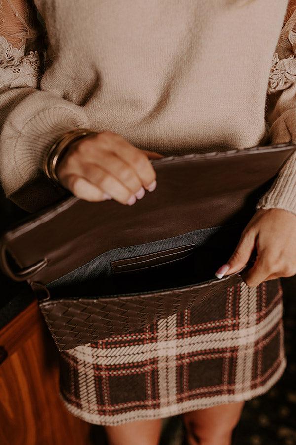 Exclusive Party Faux Leather Woven Purse in Espresso Product Image