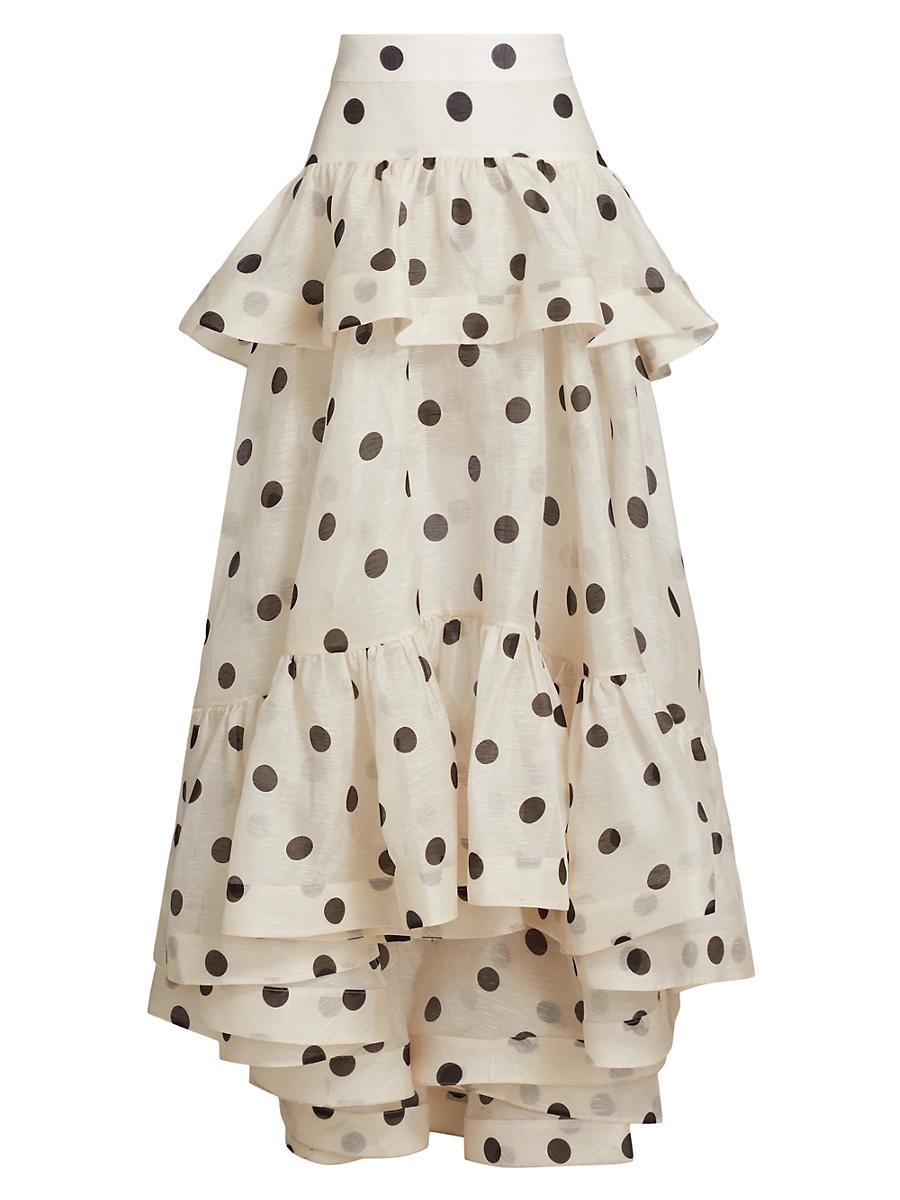 Womens Crush Polka Dot Tiered Maxi Skirt Product Image