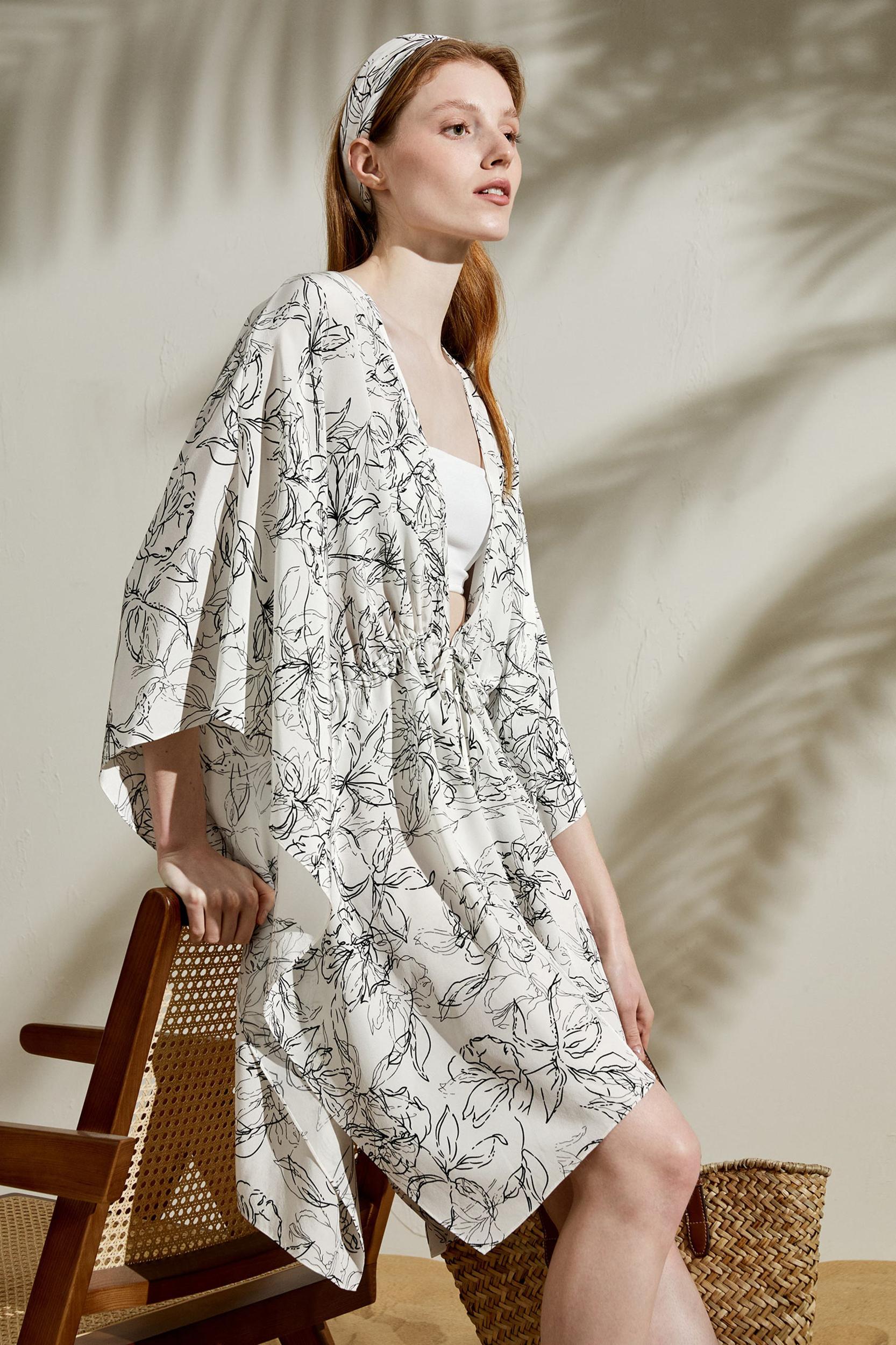 Floral Sketch Silk Cardigan Product Image