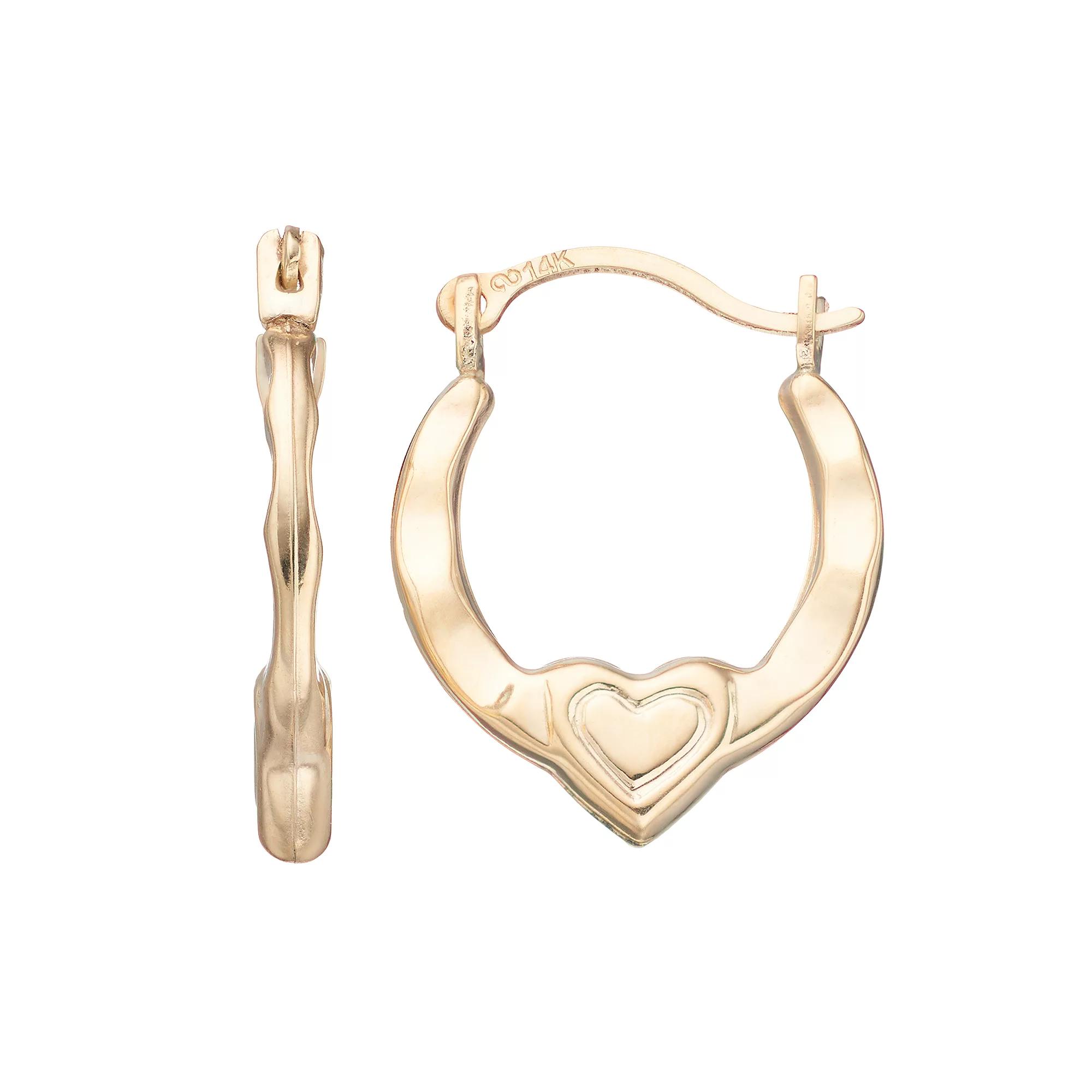 Taylor Grace 10k Gold Heart Hoop Earrings, Women's Product Image