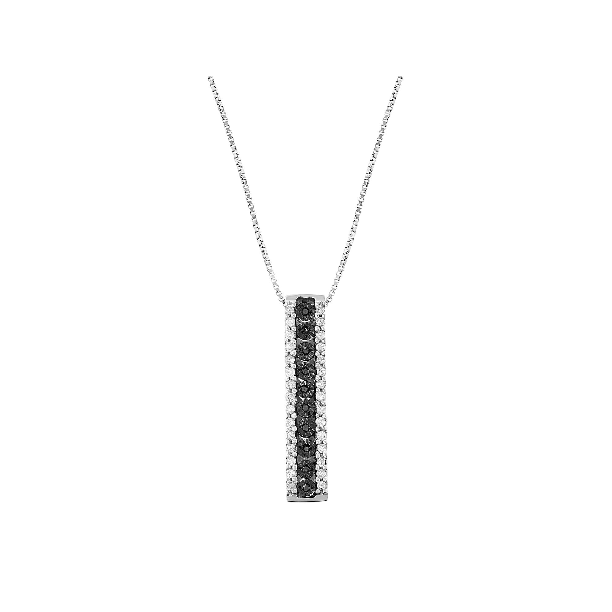 Sterling Silver 1/5 Carat T.W. Black Diamond Stick Pendant Necklace, Women's, Size: 18" Product Image