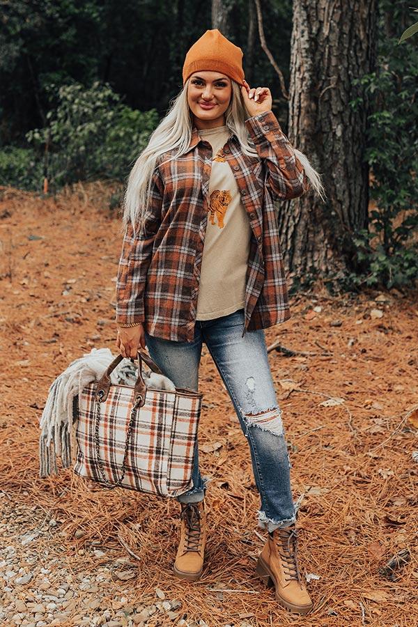 All The Hits Flannel Button Up In Brown Product Image