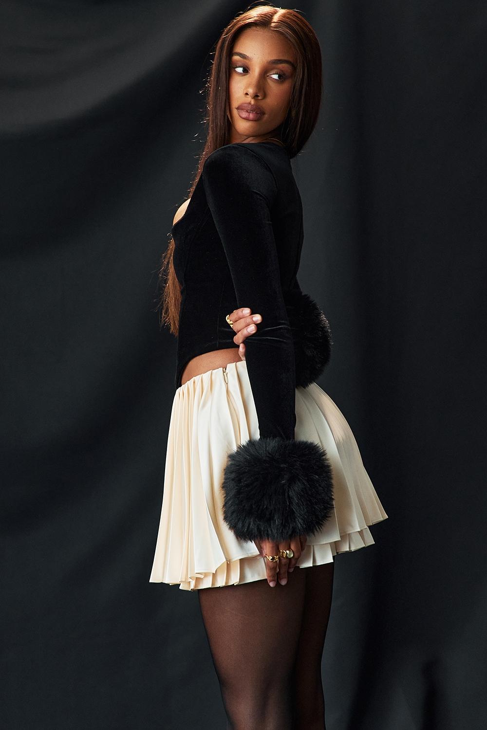 Emira  ivory pleated mini skirt - sale Product Image