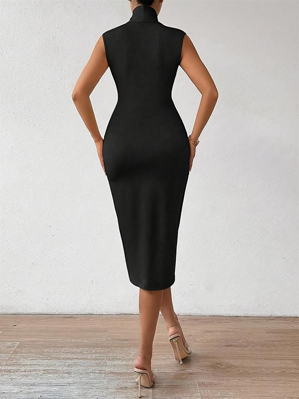 A-Line Bodycon Solid Color V-Neck Midi Dresses Product Image