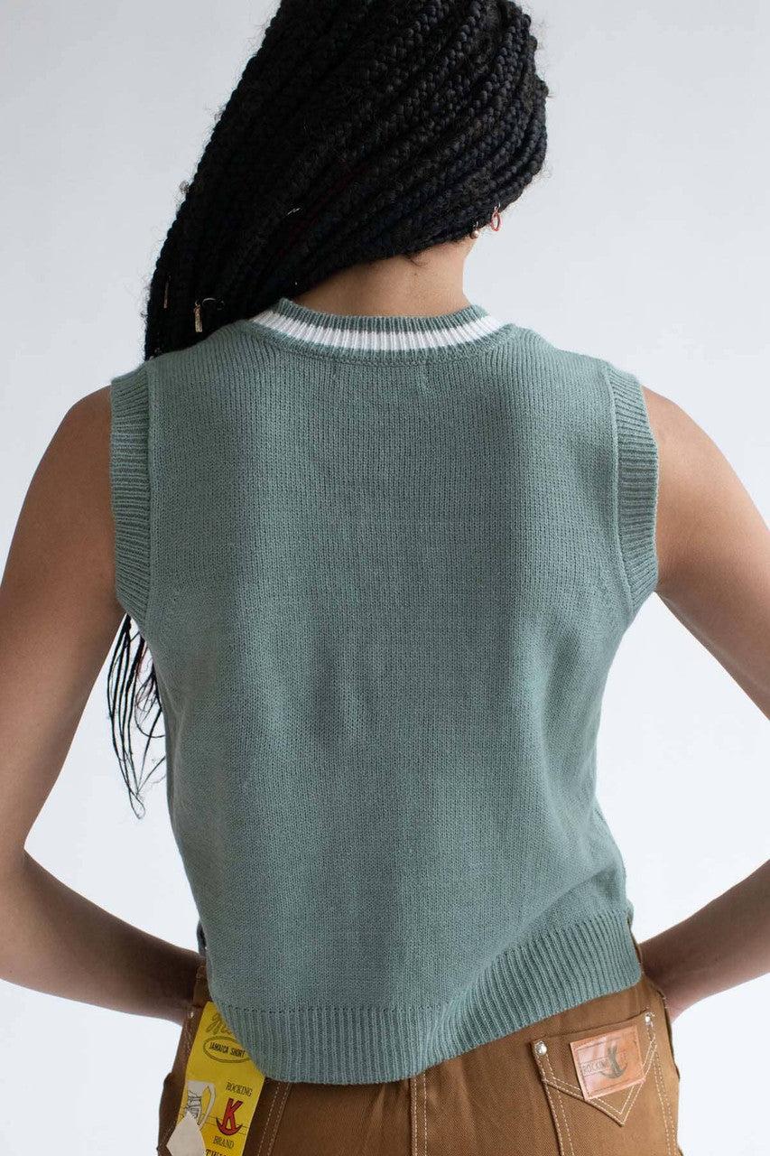 Sage Cable Tipped Sweater Vest Product Image