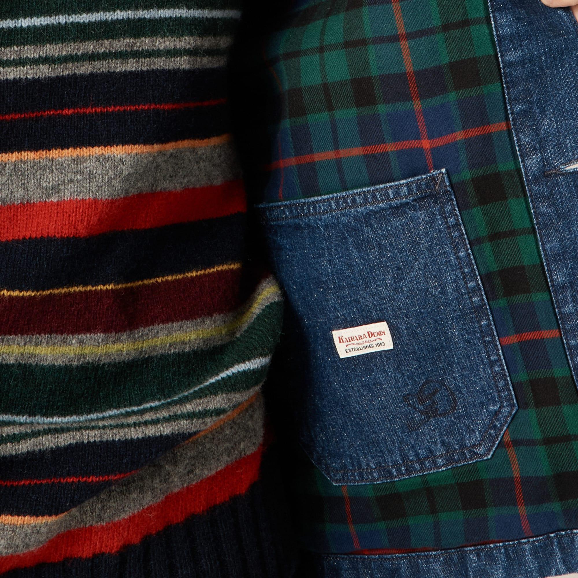 Patch-pocket denim jacket with flannel lining Product Image