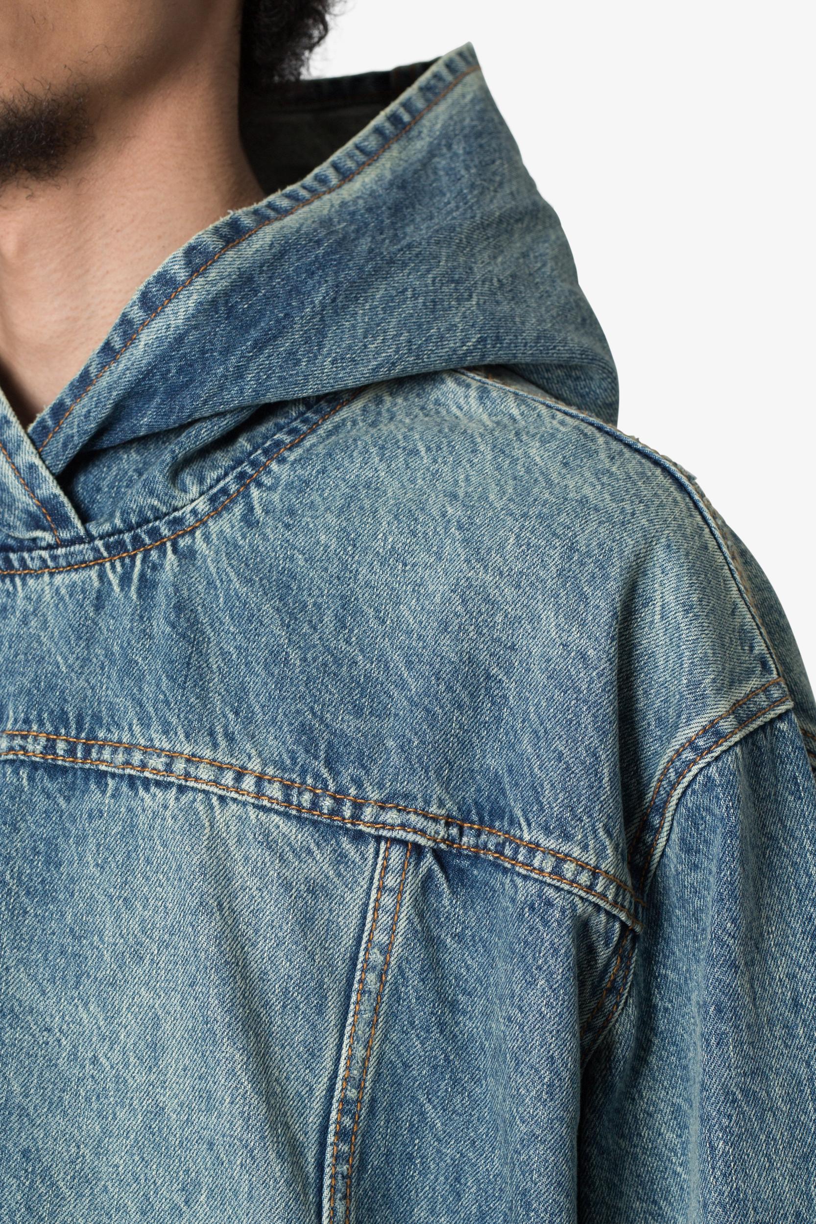 Denim Pullover Hoodie - Vintage Blue Product Image