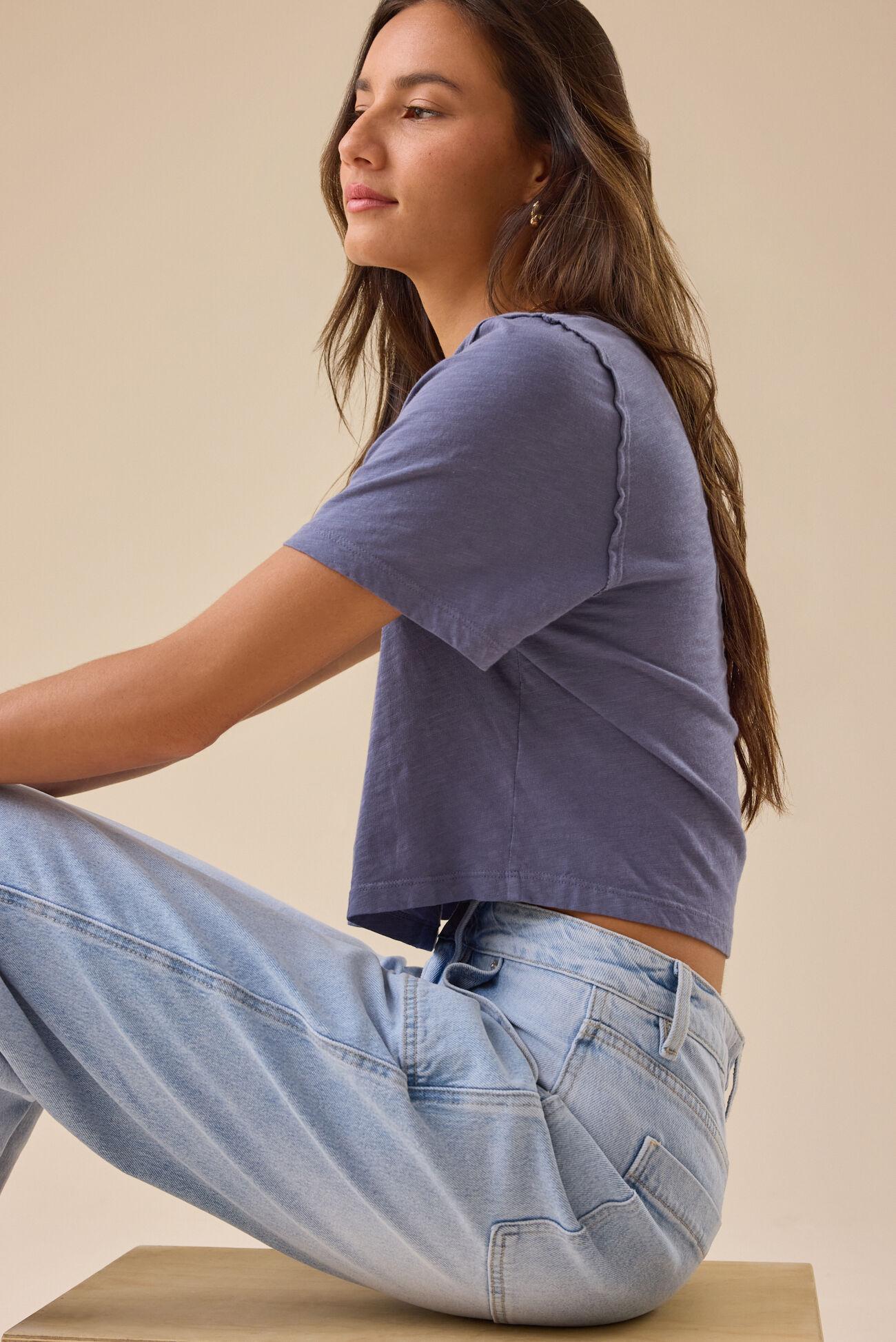 Charly Lace Trim Cropped Tee Product Image