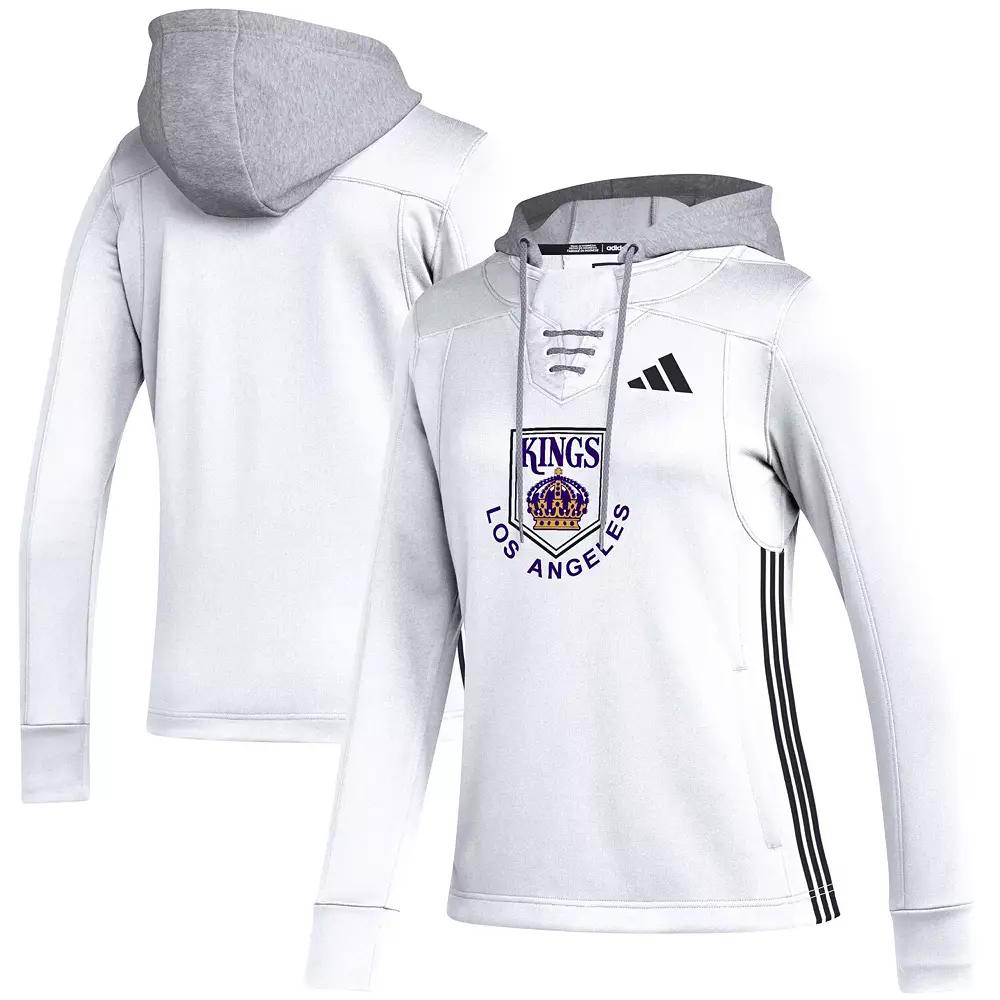 Women's adidas White Los Angeles Kings Refresh Skate Lace AEROREADY Pullover Hoodie,  Product Image