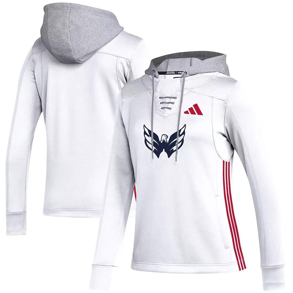 Women's adidas White Washington Capitals Refresh Skate Lace AEROREADY Pullover Hoodie, Size: XL Product Image