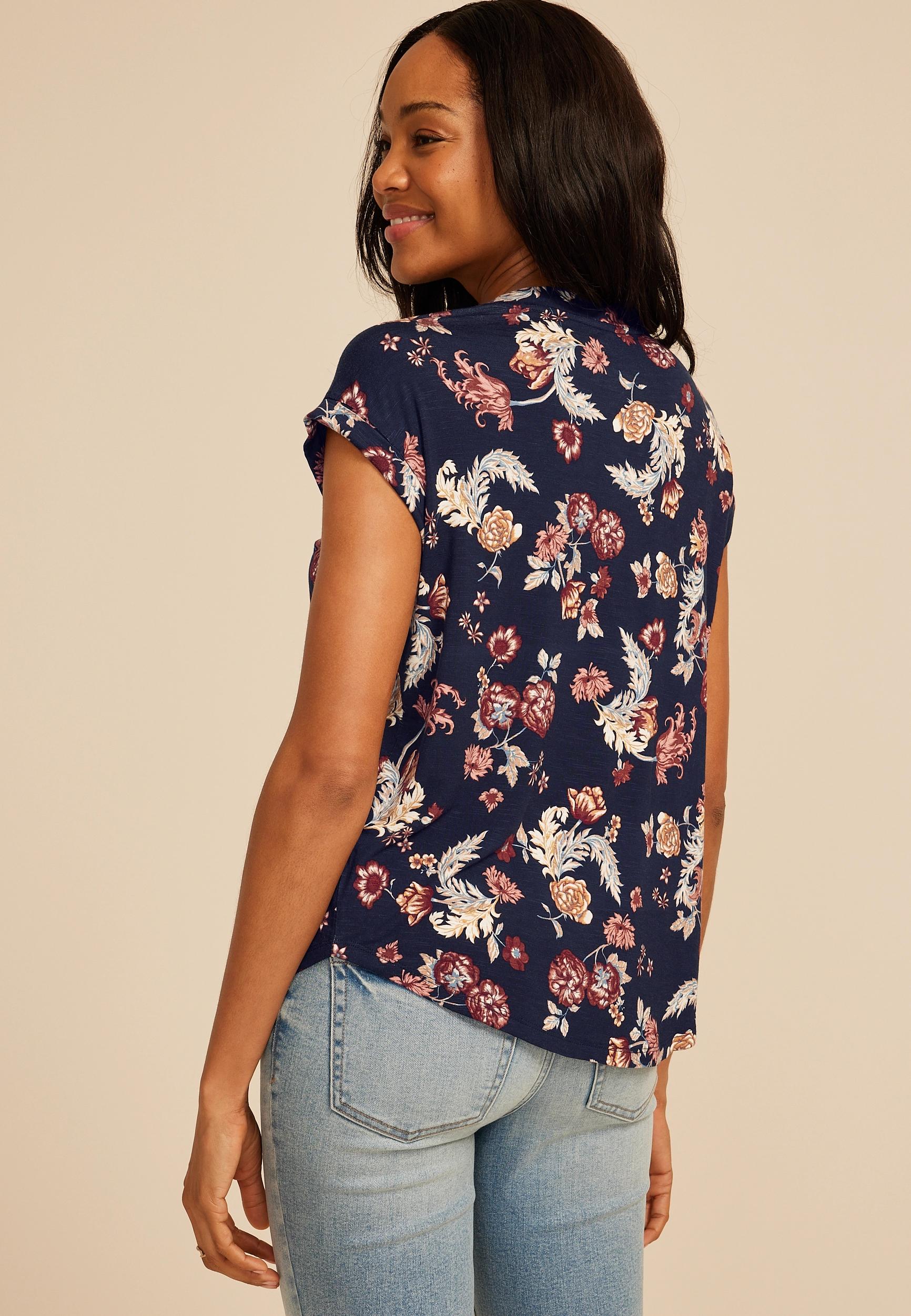 24/7 Berkley Floral V Neck Tee Product Image