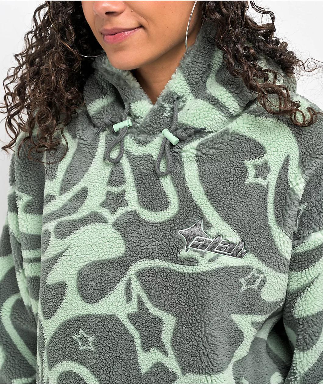 A.LAB Kendallie Warpy Star Jade Fleece Hoodie Product Image