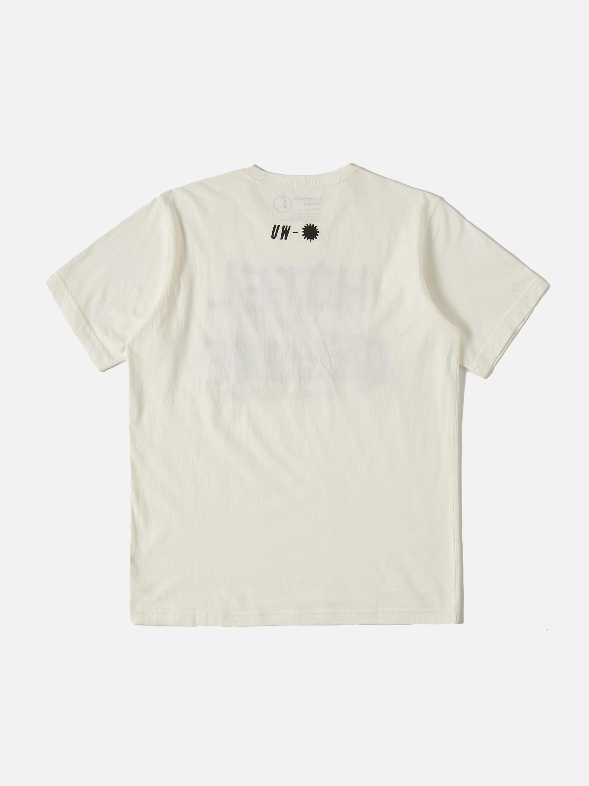 Universal Works Print Tee in Ecru 'Hotel Deluxe' Single Jersey Product Image