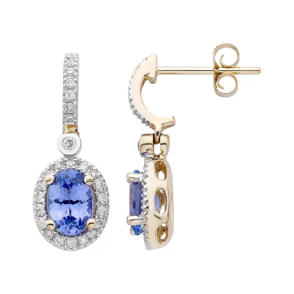 14k Rose Gold Tanzanite & 1/4 Carat T.W. IGL Certified Diamond Oval Earrings, Women's, White Product Image