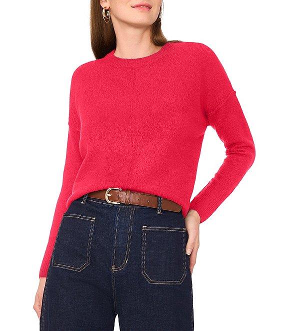 Vince Camuto Crew Neck Long Sleeve Extended Shoulder Seamed Cozy Statement Sweater Product Image
