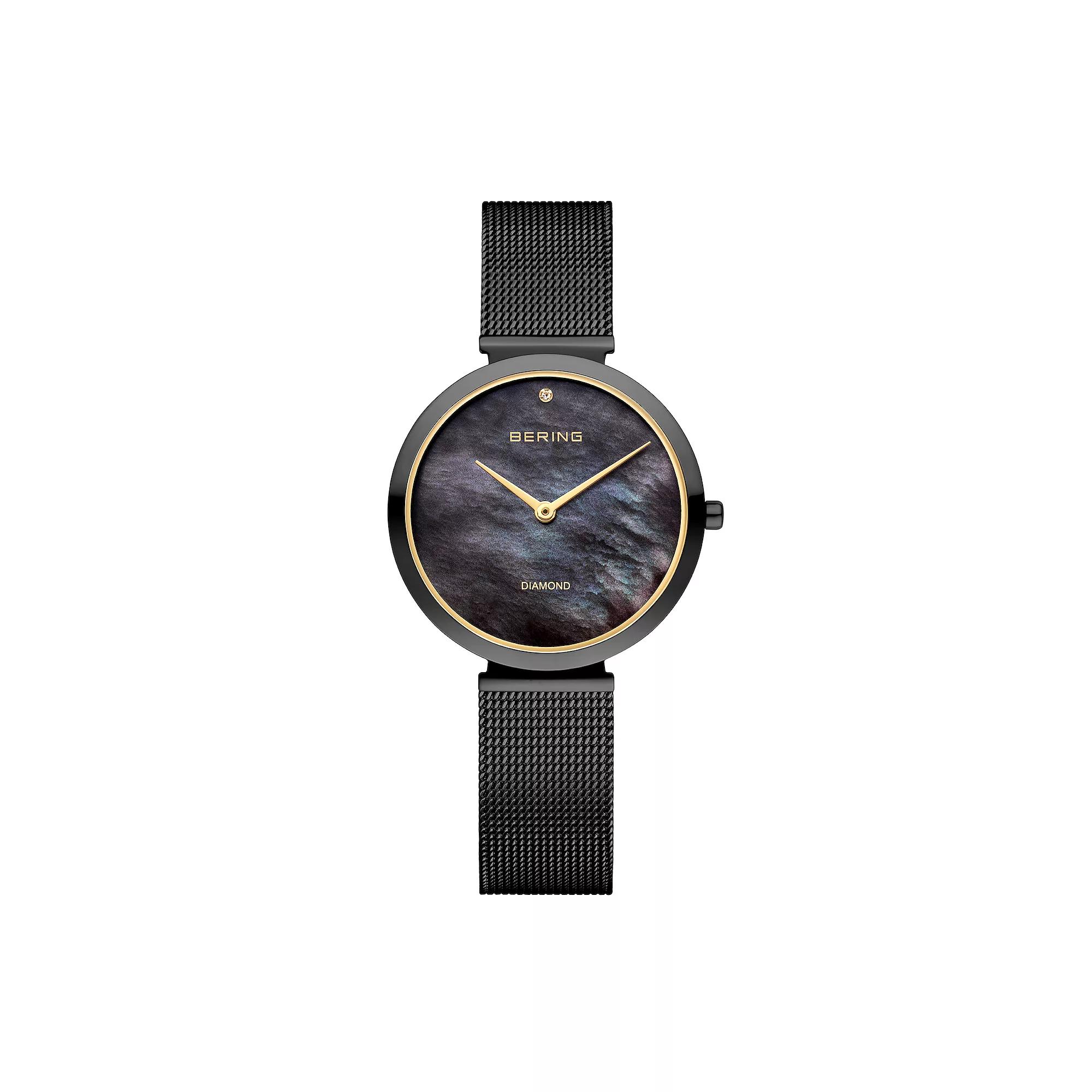 BERING Women's Ultra Slim Stainless Steel Milanese Strap Watch, Size: Medium, Black Product Image