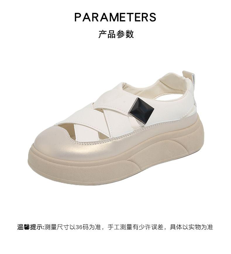 Studded Cross Strap Platform Slip-Ons Product Image