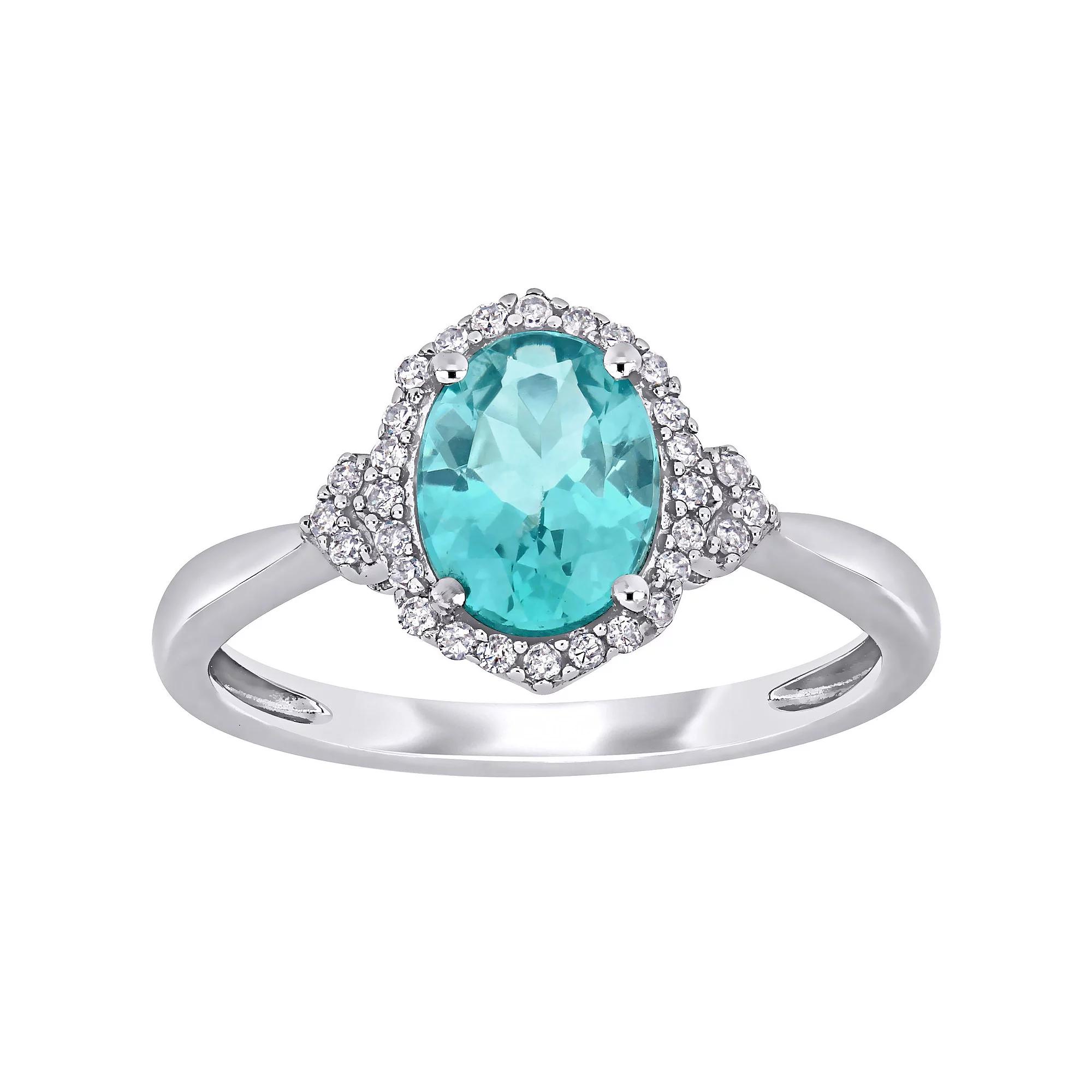 Stella Grace 10k White Gold 1/8 Carat T.W. Diamond & Apatite Ring, Women's, Size: 6, 10k Whgold Product Image