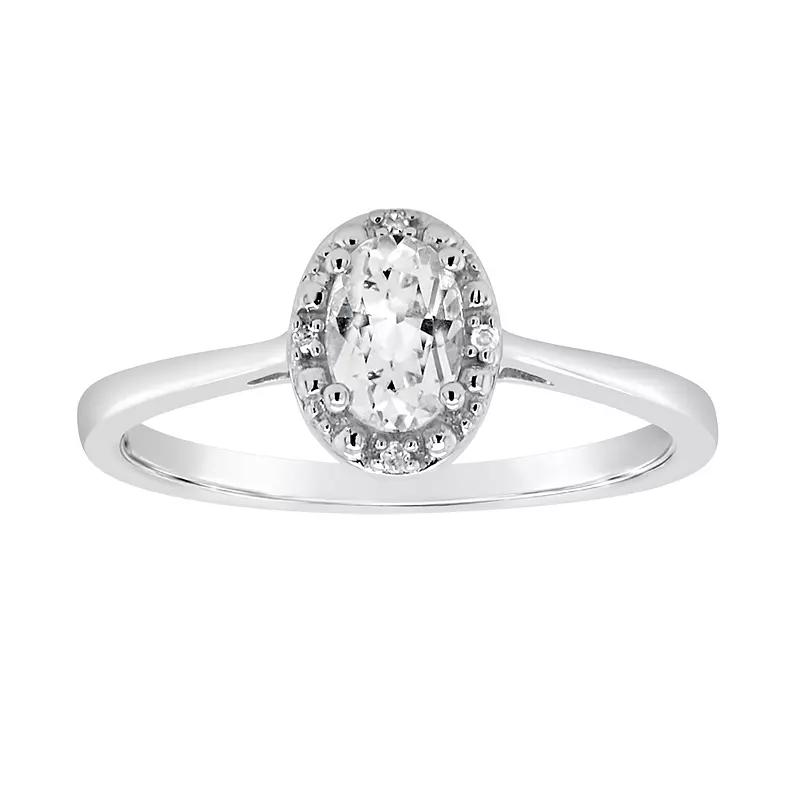 Celebration Gems Sterling Silver Oval Genuine Citrine Diamond Accent Frame Ring, Women's,  Product Image