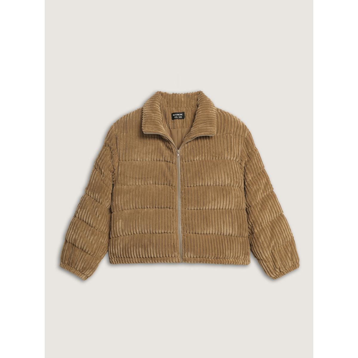 Plus Size Women Casual Topstitching No stretch Sleeve Long Sleeve Mock Neck 30/6X Side seam pocket Leisure Quilted Jackets BloomChic Product Image