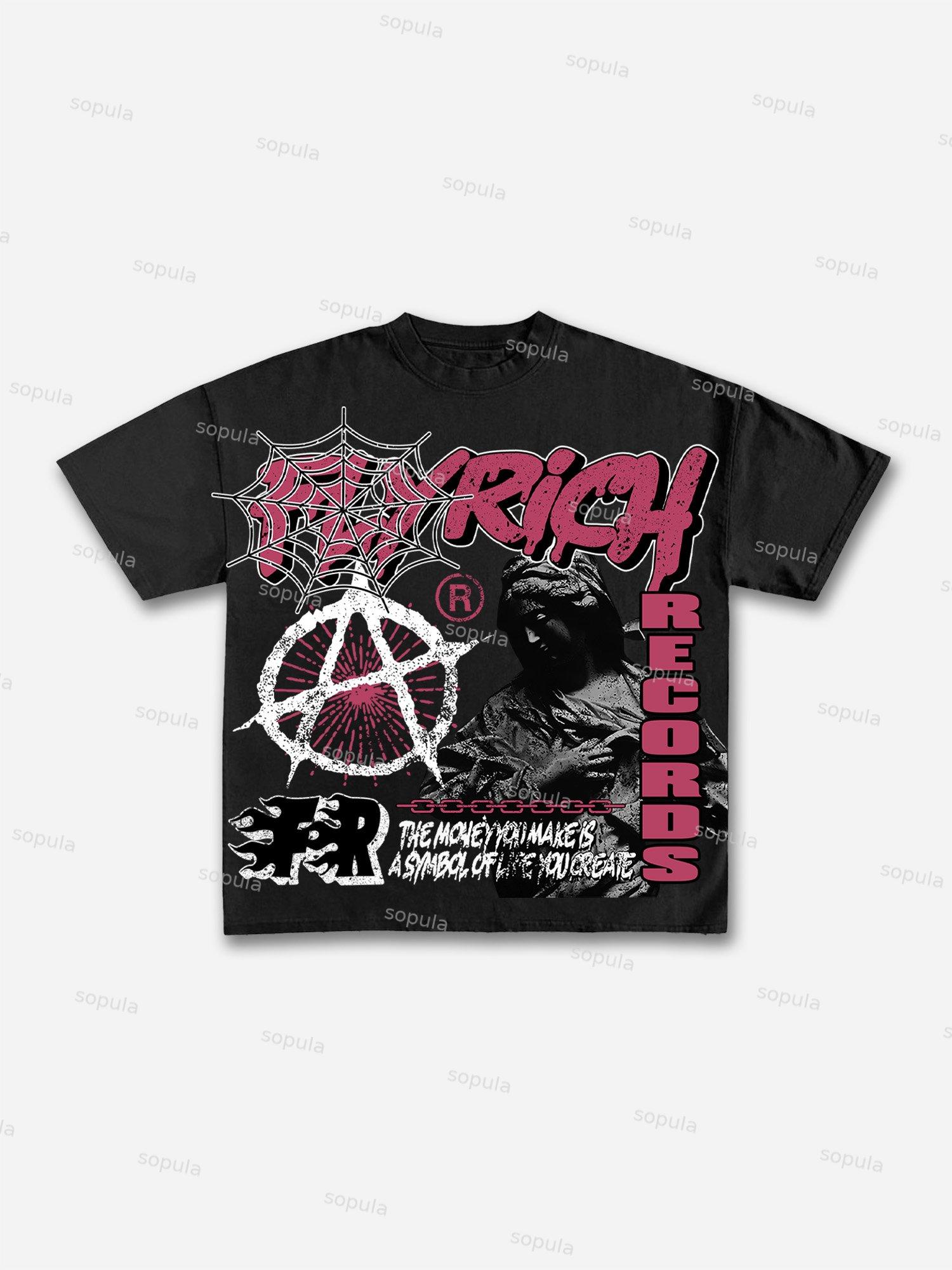 Y2k Vintage Flyrich 2019 World Graphic Cotton T-Shirt Product Image