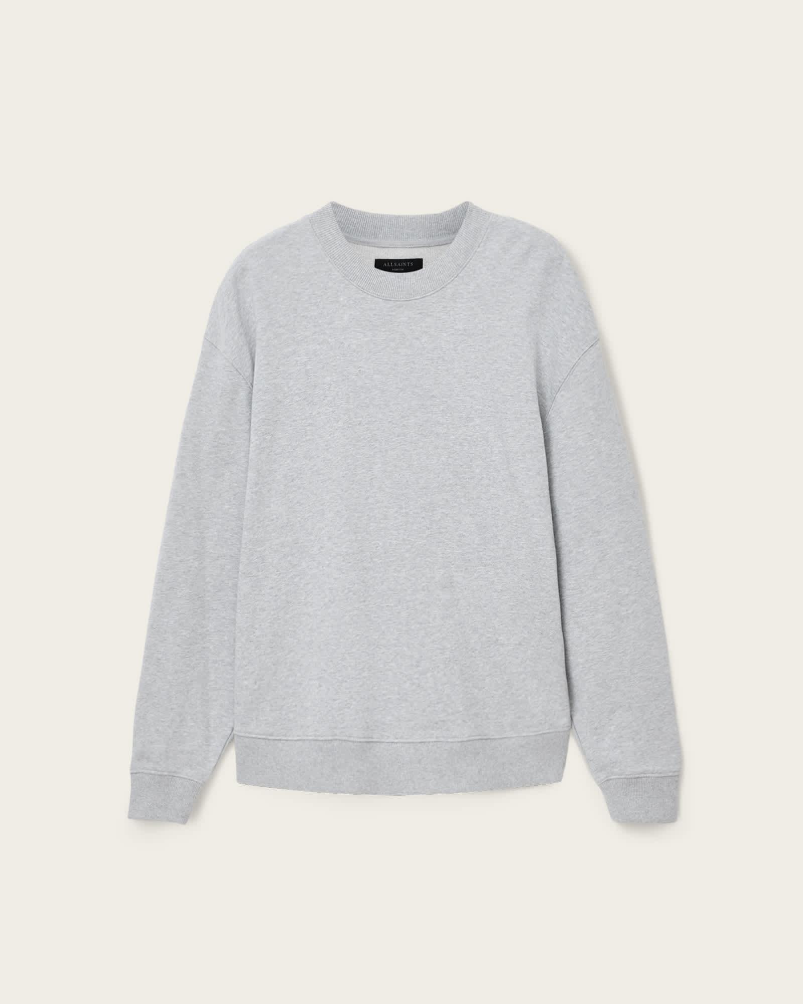 Milo Boxy Cotton Sweatshirt Light Grey Marl | ALLSAINTS US Product Image