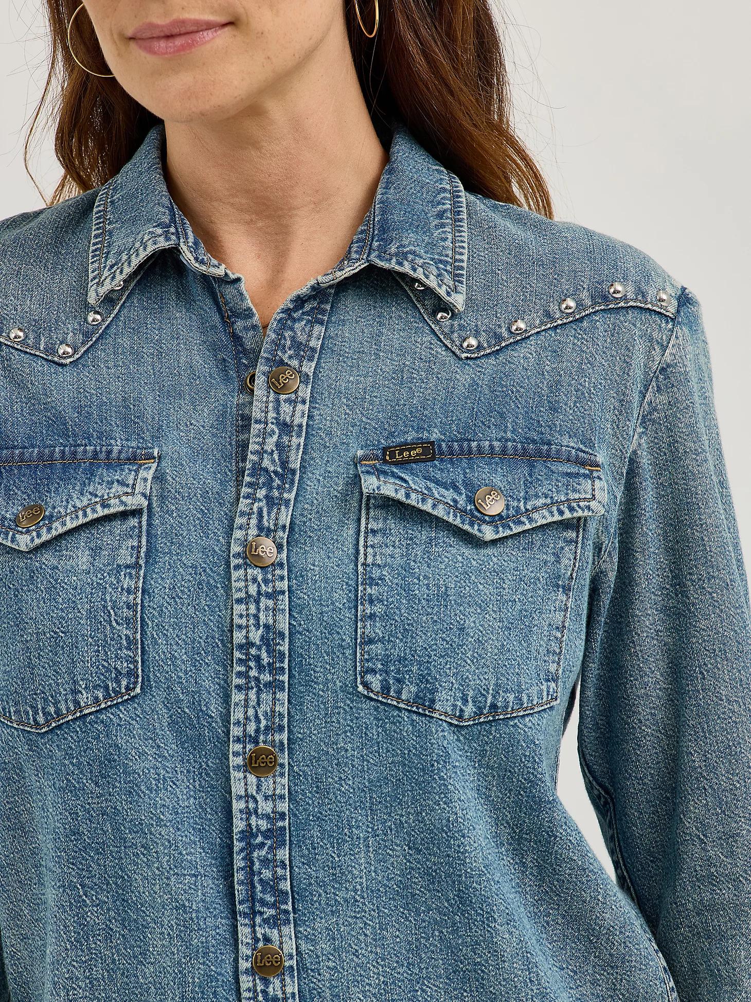 Women's Studded Working Western Denim Shirt | Women's Tops & Tees | Lee® Product Image