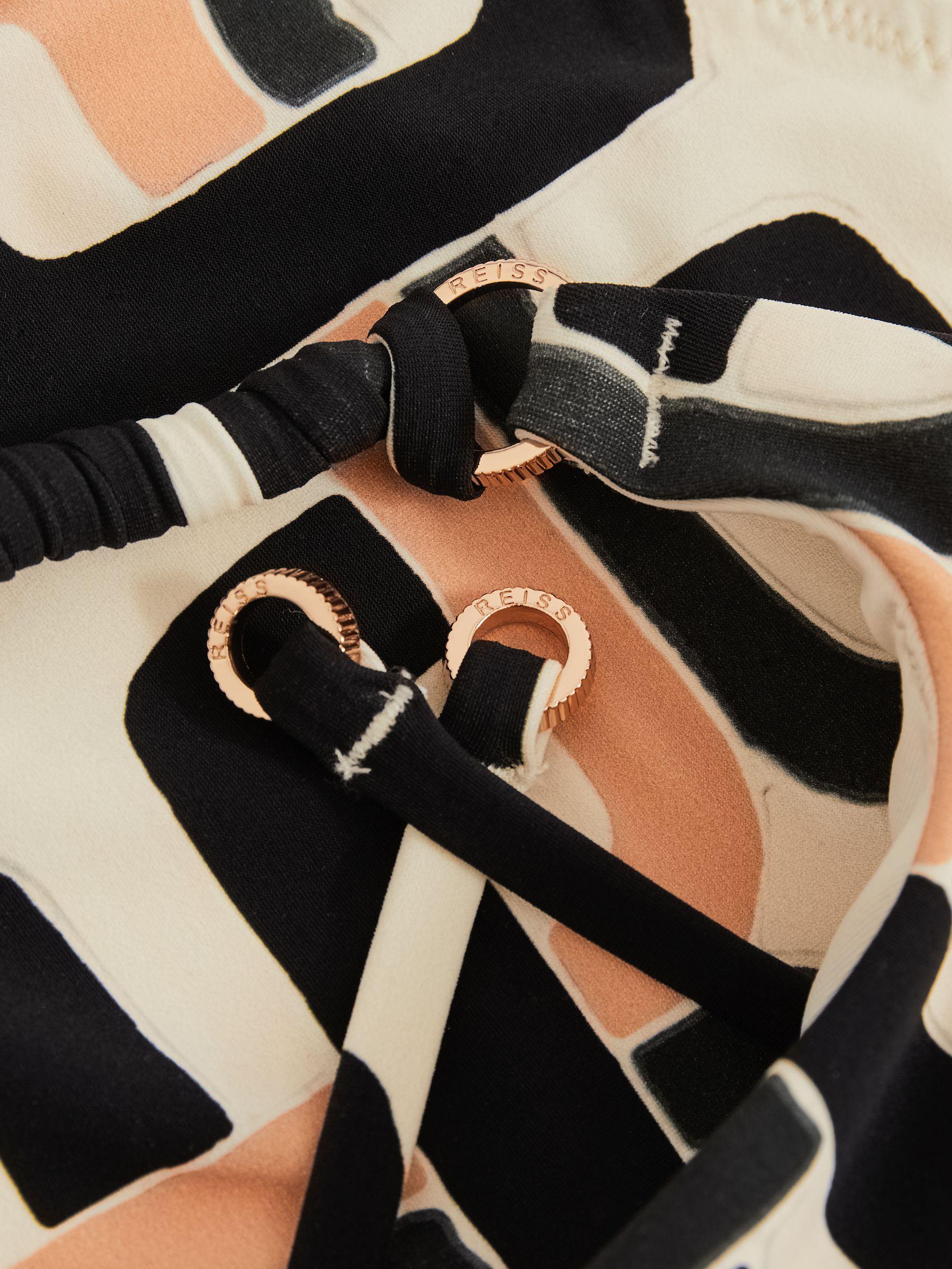 Chain-Print Square-Neck Swimsuit in Brown/Cream Product Image