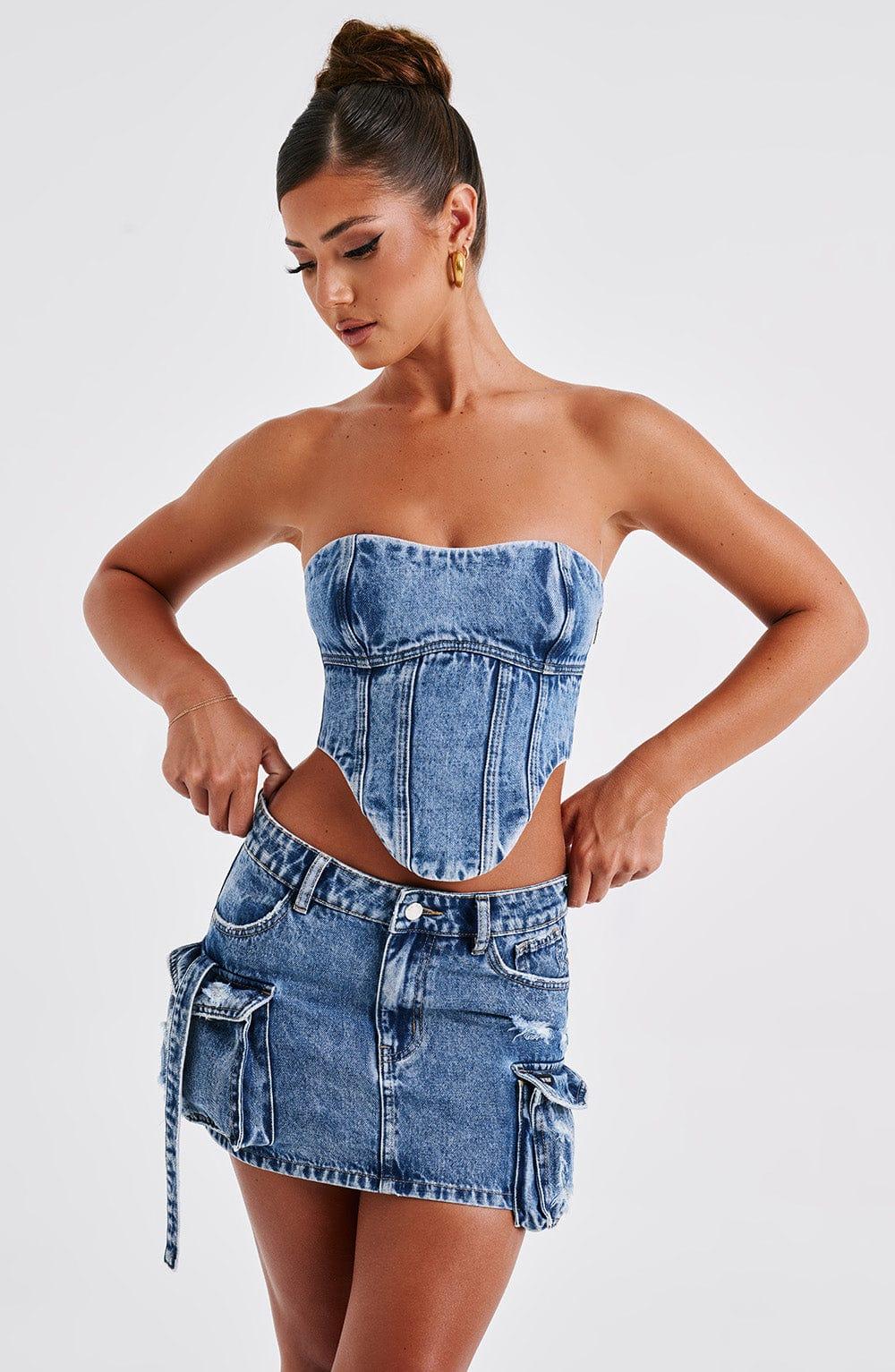 Billie Mini Skirt - Dark Wash Product Image