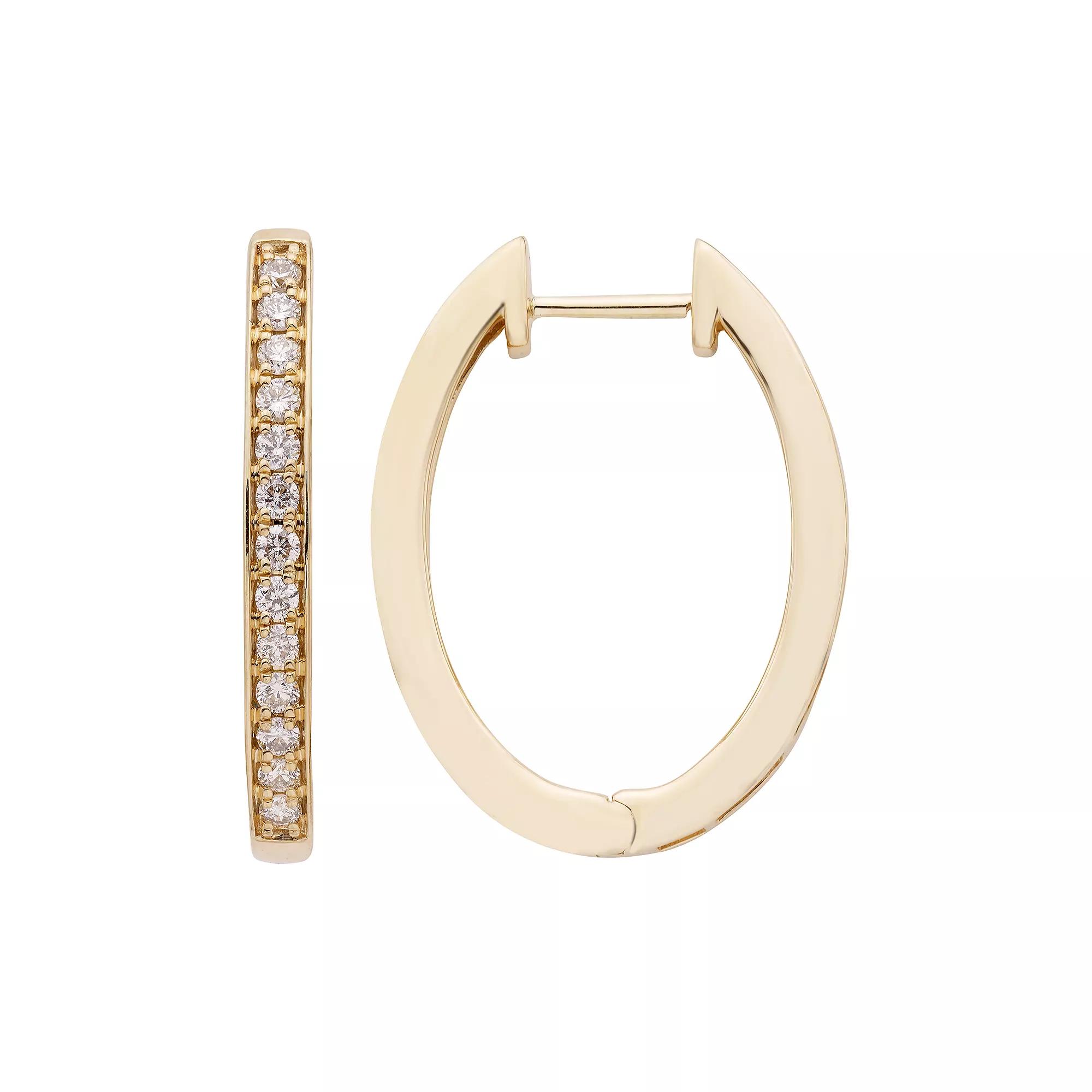 The Regal Collection 14k Gold 1/2 Carat T.W. Certified Diamond Oval Hoop Earrings, Women's, Yellow Product Image