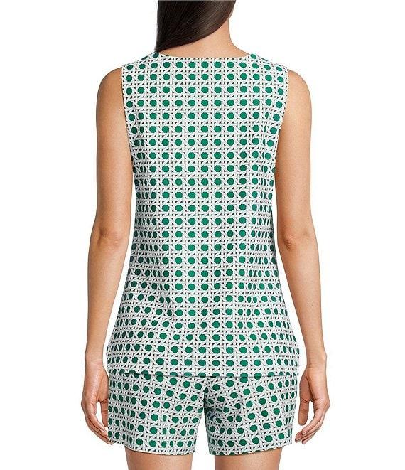 Jude Connally Coordinating Alexa Petite Rattan Print Split V-Neck Sleeveless Tank Top Product Image