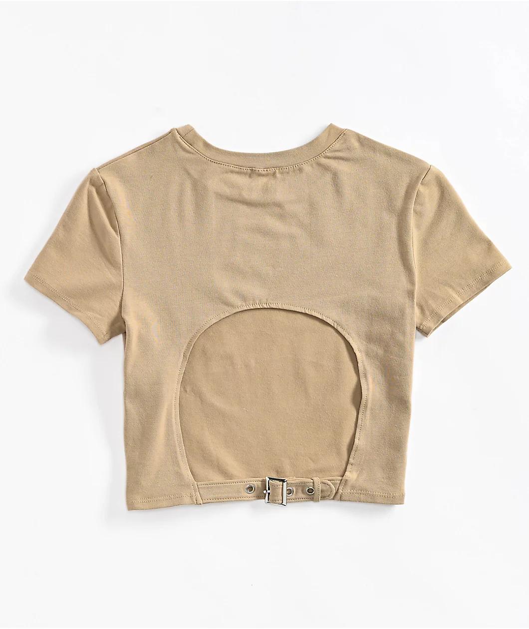 Empyre Brianna Blooming Beige Crop T-Shirt Product Image