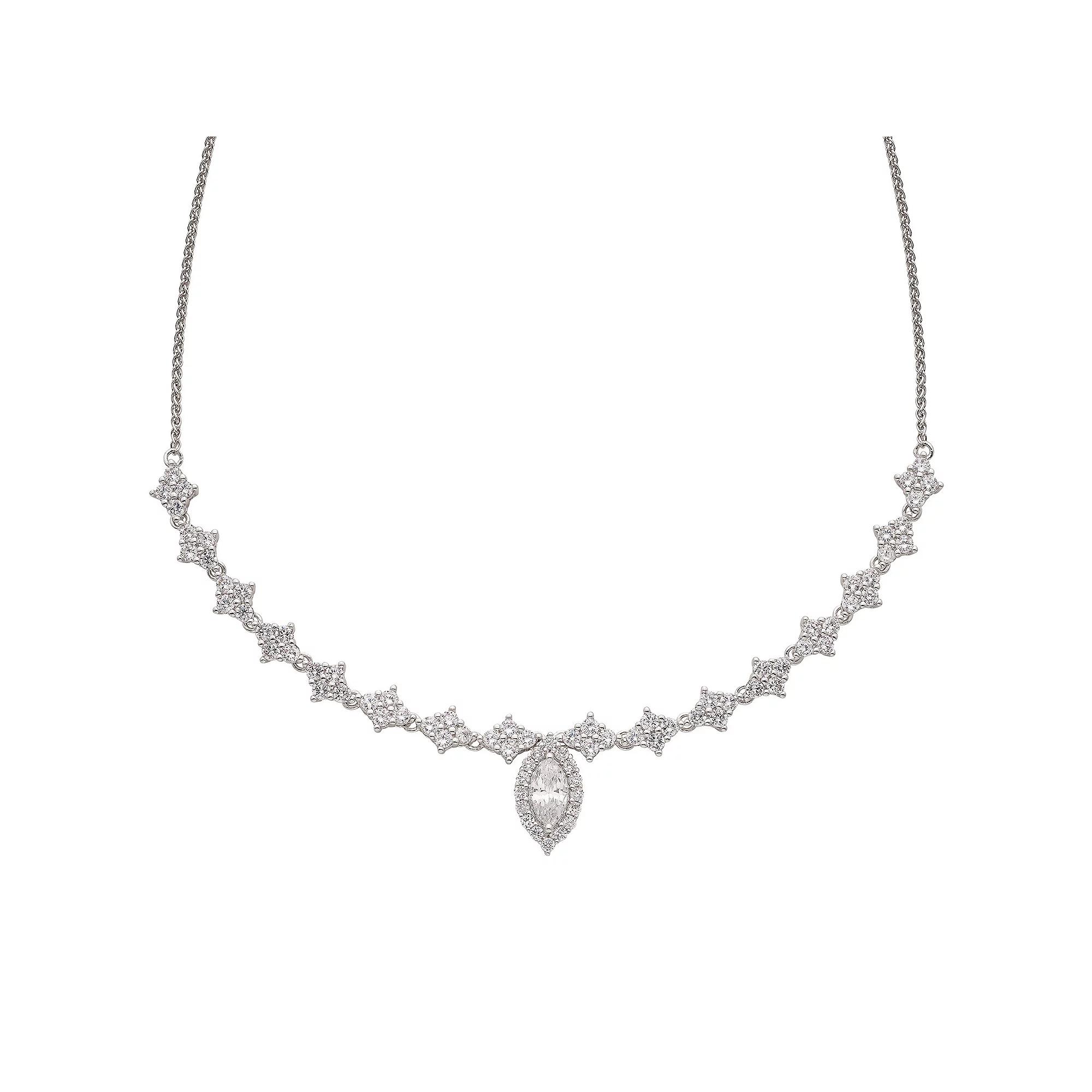 Sterling Silver Lab-Created White Sapphire Lariat Necklace, Women's, Size: 26" Product Image