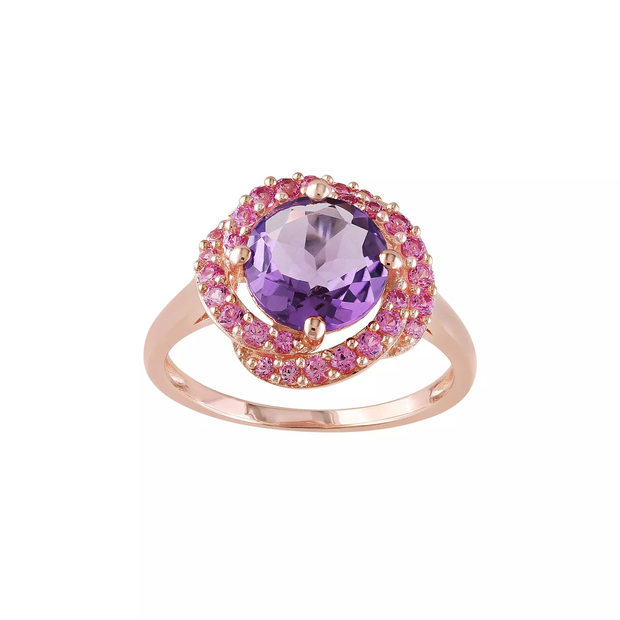 Stella Grace Sterling Silver Amethyst & Lab-Created Pink Sapphire Knot Ring, Women's, Size: 8, Purple Product Image