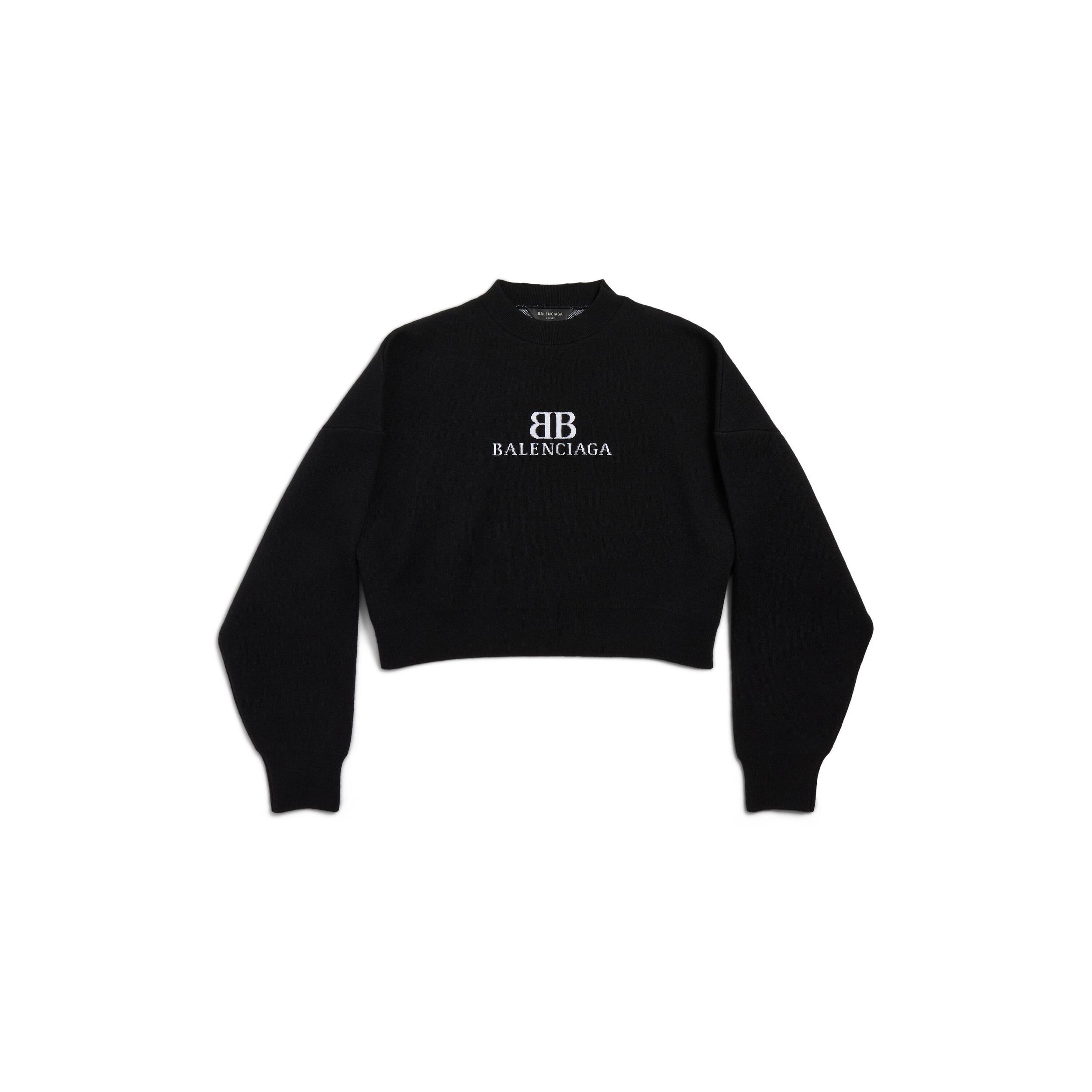 Women's Cropped Crewneck in Black/white Product Image