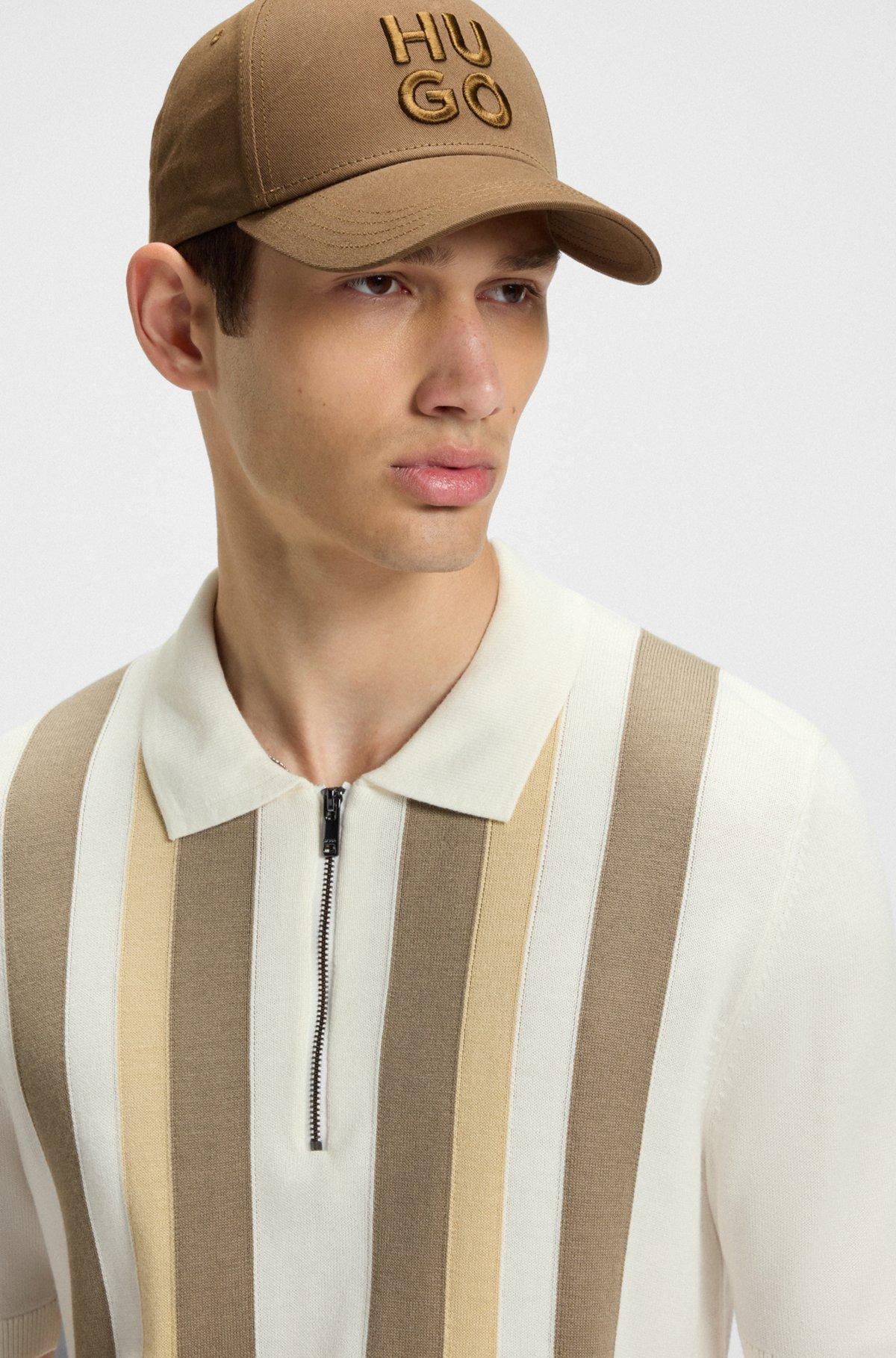 Zip-neck polo sweater with vertical stripes Product Image
