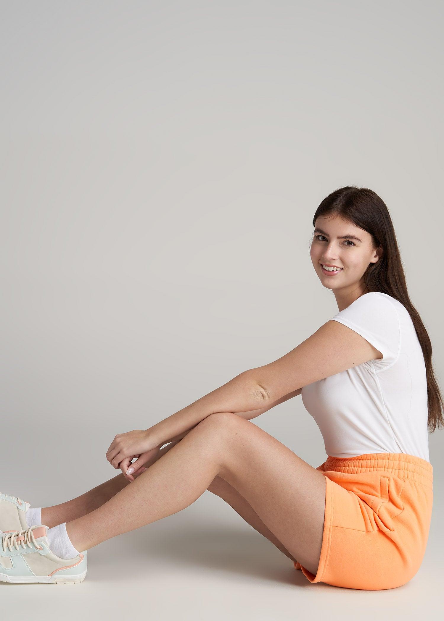 Wearever Fleece Shorts for Tall Women in Clementine Product Image