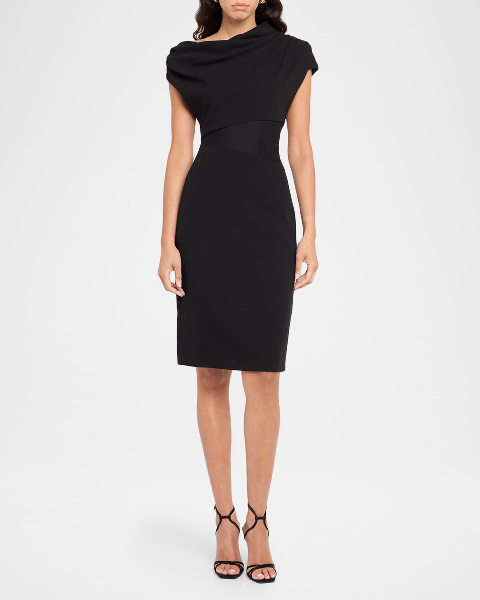 Draped One-Shoulder Jersey Knit Midi Dress Product Image