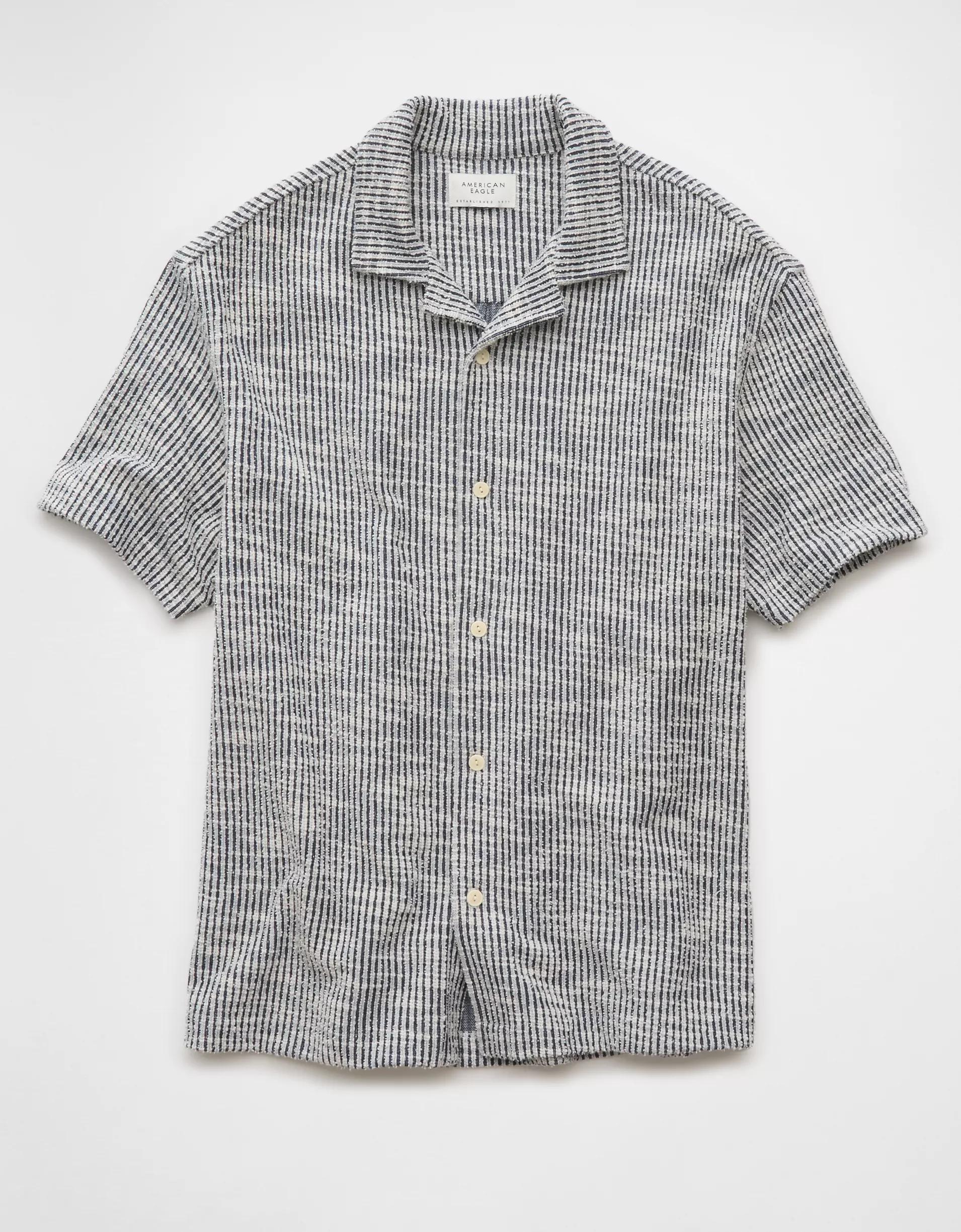 AE Textured Button-Up Camp Shirt Product Image