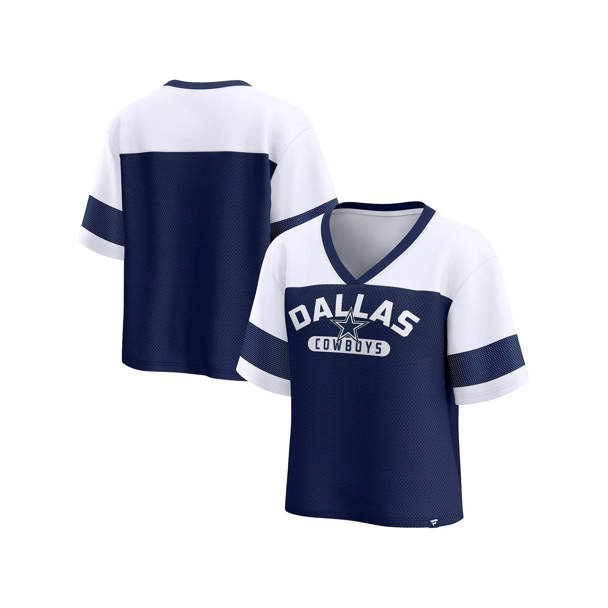 Women's Fanatics  Navy/White Dallas Cowboys Homeschool Jersey Poly V-NeckFashion Top, Size: XL, Blue Product Image