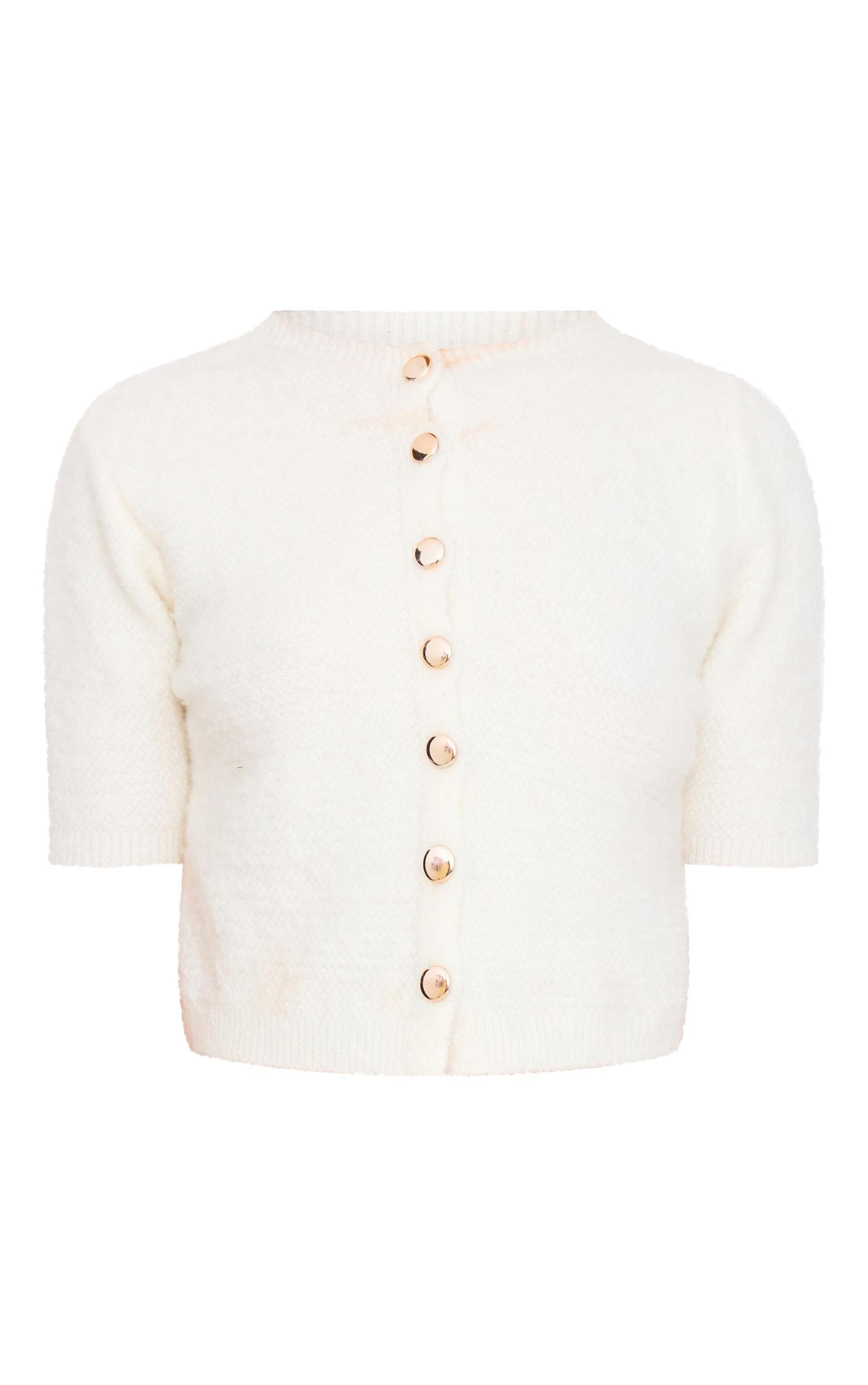 Cream Soft Knit Button Up Cardigan Product Image